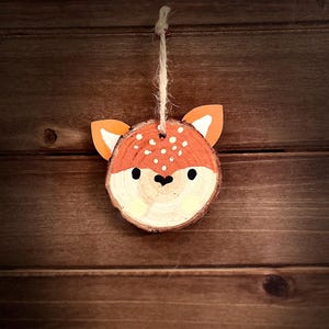 Wood Slice Ornament - Woodland Fox