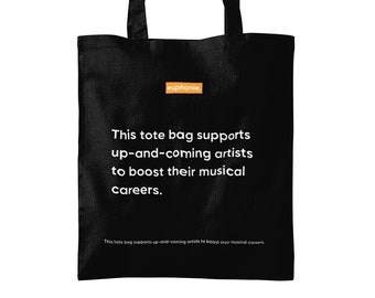 Borsa tote per artisti di supporto in nero / Borsa tote per amanti della musica / Borsa tote per l'industria musicale / Borsa tote per aiutare i musicisti / 100% cotone / Minimalista