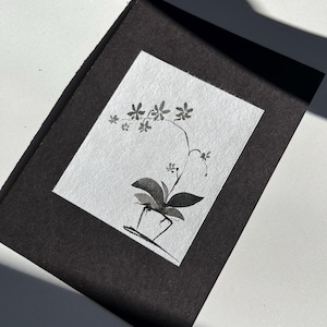 Sumi Ink Orchid painting - mounted - 5 x 7 inch - Phalaenopsis