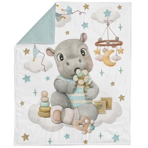 Baby Hippo Cotton Fabric Panel: Quilting & Sewing Projects