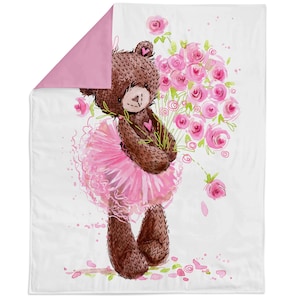 Panel de tela de algodón con diseño de oso bailarina para acolchar