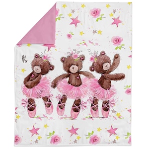 Ballerina Bears Cotton Fabric Panel for Quilting