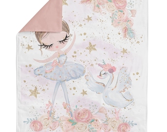 Ballerina Fabric Panel for Quilting, Baby Fabric Panel, Cotton Fabric Panel for Baby Quilts, Quilting Panel, Blanket Panel, Bedding Panel
