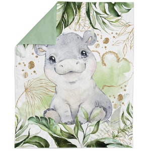 Hippo Jungle Safari Cotton Fabric Panel for Quilting