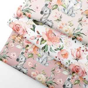 Pink Safari Fabric, Premium Sateen, Fabric by Half Meter (0.55 Yard) - 100% Cotton - 58" wide 147 cm