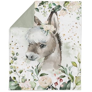 Cute farm baby animals Fabric Panel for Quilting, Donkey Baby Fabric Panel, Cotton Fabric Panel for Baby Quilts, Quilting Panel