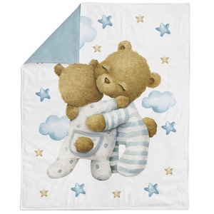 Hugging Teddy Bears Cotton Fabric Panel for Quilting