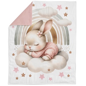 Pannello in tessuto "Coniglietto addormentato" per trapuntatura, tessuto con animali, pannello in tessuto di cotone per coperte per neonati, pannello per trapuntatura, pannello per coperta