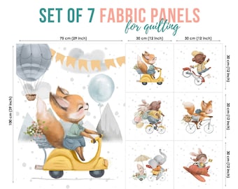 Baby Animals Cotton Fabric Panels for Quilting & Sewing Projects