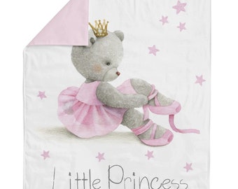 Bear Ballerina Fabric Panel for Quilting, Baby Fabric Panel, Cotton Fabric Panel for Baby Quilts, Quilting Panel, Blanket Panel