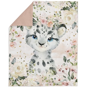 Winter Animals Fabric Panel for Quilting, Snow Leopard Fabric Panels, Baby Fabric Panel, Cotton Fabric Panel for Baby Quilts, Quilting Panel