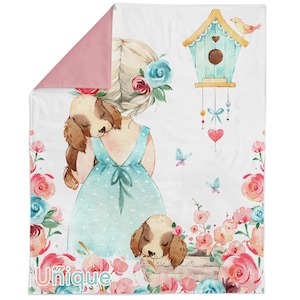 Little Girls Flowers Fabric Panel for Quilting, Baby Fabric Panel, Cotton Fabric Panel for Baby Quilts, Quilting Panel, Blanket Panel