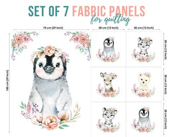 Paneel katoenen pinguïn: quiltstof winterdieren baby