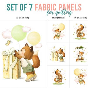 Cute Baby Fox Cotton Fabric Panels, Quilting Fabric Set, Cotton Panel Set, Baby Fabric for Quilting, Quilting fabric, Baby Fabric Panel