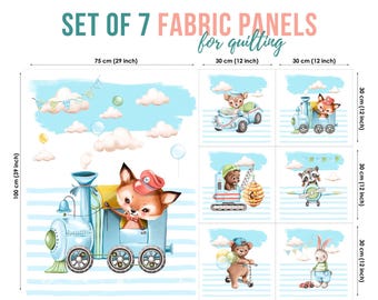 Baby Animals Cotton Fabric Panels, Quilting Fabric