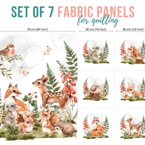 Woodland Animals Cotton Fabric Panels, Forest Animals Fabric Panel, Cotton Baby Fabric for Quilting, Quilting fabric, Baby Fabric Panel