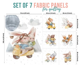 Adventure Animals Cotton Fabric Panels for Quilting, Sewing Projects & Nursery Decor