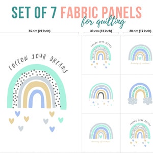 Rainbow Cotton Fabric Panels, Cotton Fabric Panels, Baby Fabric for Quilting, Quilting fabric, Baby Fabric Panel