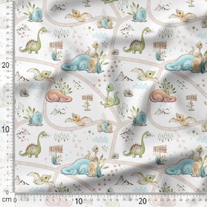 Dinosaur Fabric by Yard for Quilting & Sewing – 100% Cotton, 57” Wide – Dino Nursery Print Design 2