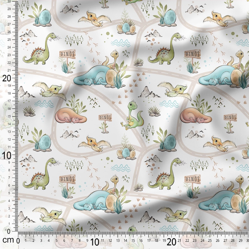 Dinosaur Fabric by Yard for Quilting & Sewing – 100% Cotton, 57” Wide – Dino Nursery Print Design 2