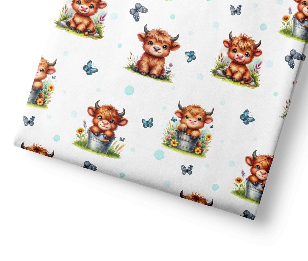 Highland Cow Cotton Twill Fabric: Quilting & Sewing Material, by Half ...