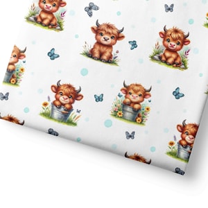 Highland Cow Cotton Twill Fabric: Quilting & Sewing Material, by Half Yard - 57" Wide