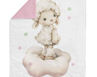 Pannello in tessuto di cotone con motivo di pecorelle su nuvola: trapunte, coperte, biancheria da letto