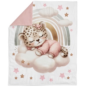 Sleepy Baby Cheetah Fabric Panel for Quilting, Baby Animals Fabric, Cotton Fabric Panel for Baby Blankets, Quilting Panel, Blanket Panel