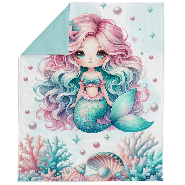 Mermaid Cotton Fabric Panel for Quilting & Sewing Projects