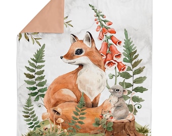 Panel z tkaniny bawełnianej – Woodland Fox do kołderek dziecięcych, pokoju dziecięcego i rękodzieła