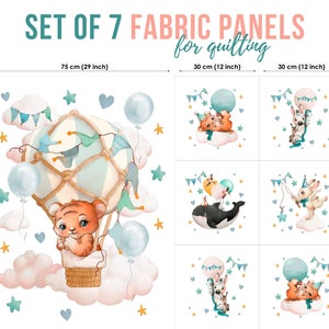 Cute Baby Tiger Cotton Fabric Panels, Baby Animals Fabric Panels, Baby Fabric for Quilting, Quilting fabric, Baby Fabric Panel