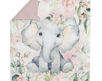 Elephant & Roses Fabric Panels: Jungle Safari Cotton for Quilting