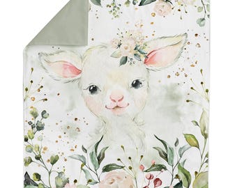 Paneles de tela de oveja bebé, sarga de algodón con acuarela floral, panel de acolchado, animales de granja