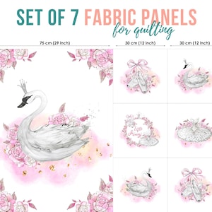 Swan Princess Cotton Fabric Panel – Baby Quilting Fabric for Sewing and Crafts