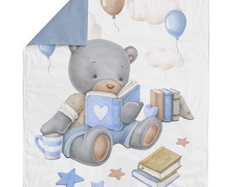 Cute Teddy Bear Fabric Panel for Quilting, Baby Fabric Panel, Cotton Fabric Panel for Baby Quilts, Quilting Panel, Blanket Panel