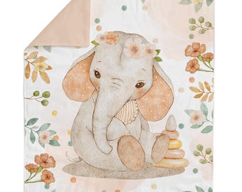 Panel de tela de algodón con estampado de elefantes bebés en tonos neutros – Proyectos de acolchado y costura