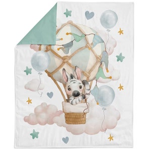 Baby Zebra in Hot Air Balloon Cotton Twill Fabric Panel – Quilting and Sewing Projects