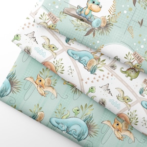 Dinosaur Fabric by Yard for Quilting & Sewing – 100% Cotton, 57” Wide – Dino Nursery Print image 1