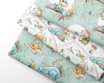 Dinosaur Fabric by Yard for Quilting & Sewing – 100% Cotton, 57” Wide – Dino Nursery Print