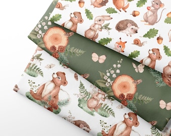 Woodland Animals Cotton Twill Fabric: Quilting, Sewing - 58" Wide