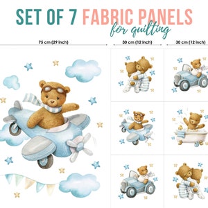 Cute Baby Bear Cotton Fabric Panels, Quilting Fabric Set, Cotton Panel Set, Baby Fabric for Quilting, Quilting fabric, Baby Fabric Panel