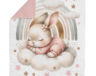 Sleepy Baby Bunny Cotton Fabric Panel: Quilting & Sewing