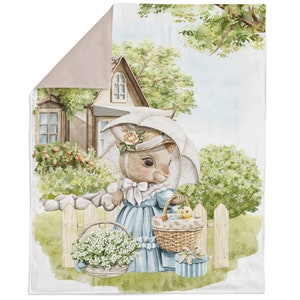 Bunnys Family Fabric Panel for Quilting, Baby Fabric Panel, Cotton Fabric Panel for Baby Quilts, Quilting Panel, Blanket Panel