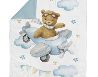 Cute Teddy Bear Fabric Panel for Quilting, Baby Fabric Panel, Cotton Fabric Panel for Baby Quilts, Quilting Panel, Blanket Panel