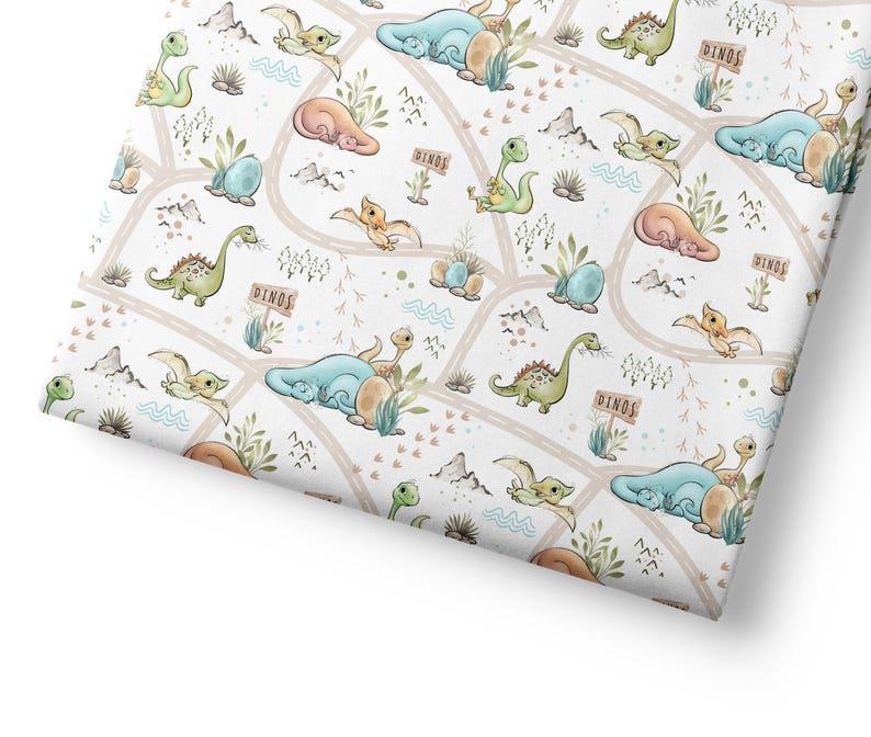 Dinosaur Fabric by Yard for Quilting & Sewing – 100% Cotton, 57” Wide – Dino Nursery Print image 4