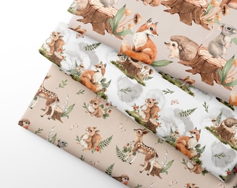 Woodland Animals Cotton Twill Fabric: Quilting & Sewing - 58" Wide
