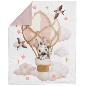 Baby Zebra in Hot Air Balloon Cotton Twill Fabric Panel – Quilting and Sewing Projects