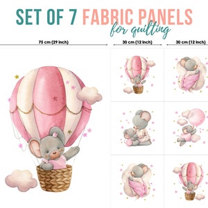 Cute Baby Mouse Cotton Fabric Panels, Quilting Fabric Set, Cotton Panel Set, Baby Fabric for Quilting, Quilting fabric, Baby Fabric Panel