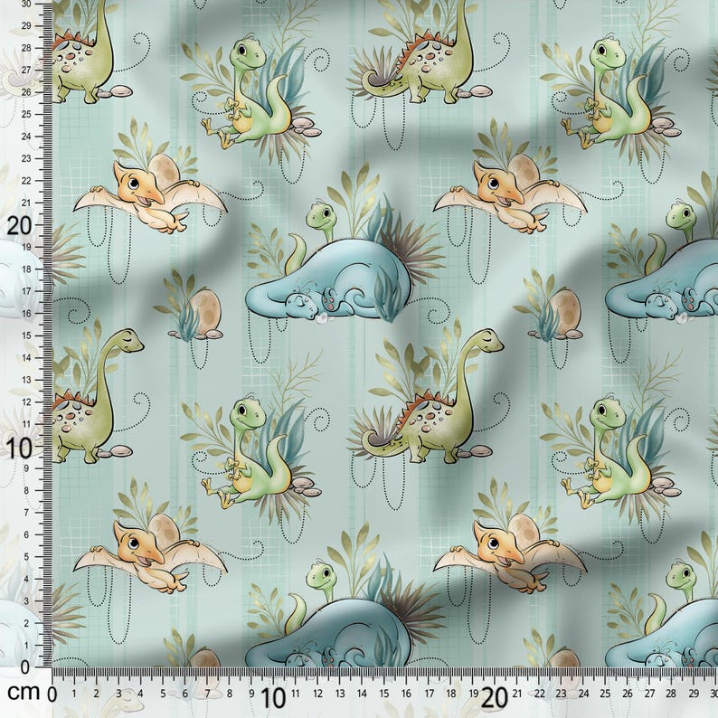 Dinosaur Fabric by Yard for Quilting & Sewing – 100% Cotton, 57” Wide – Dino Nursery Print Design 3