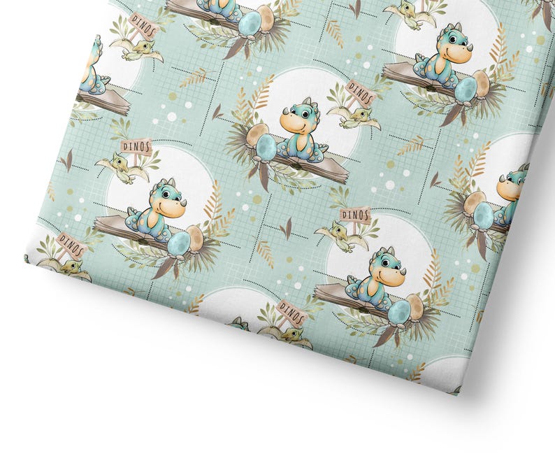 Dinosaur Fabric by Yard for Quilting & Sewing – 100% Cotton, 57” Wide – Dino Nursery Print image 2